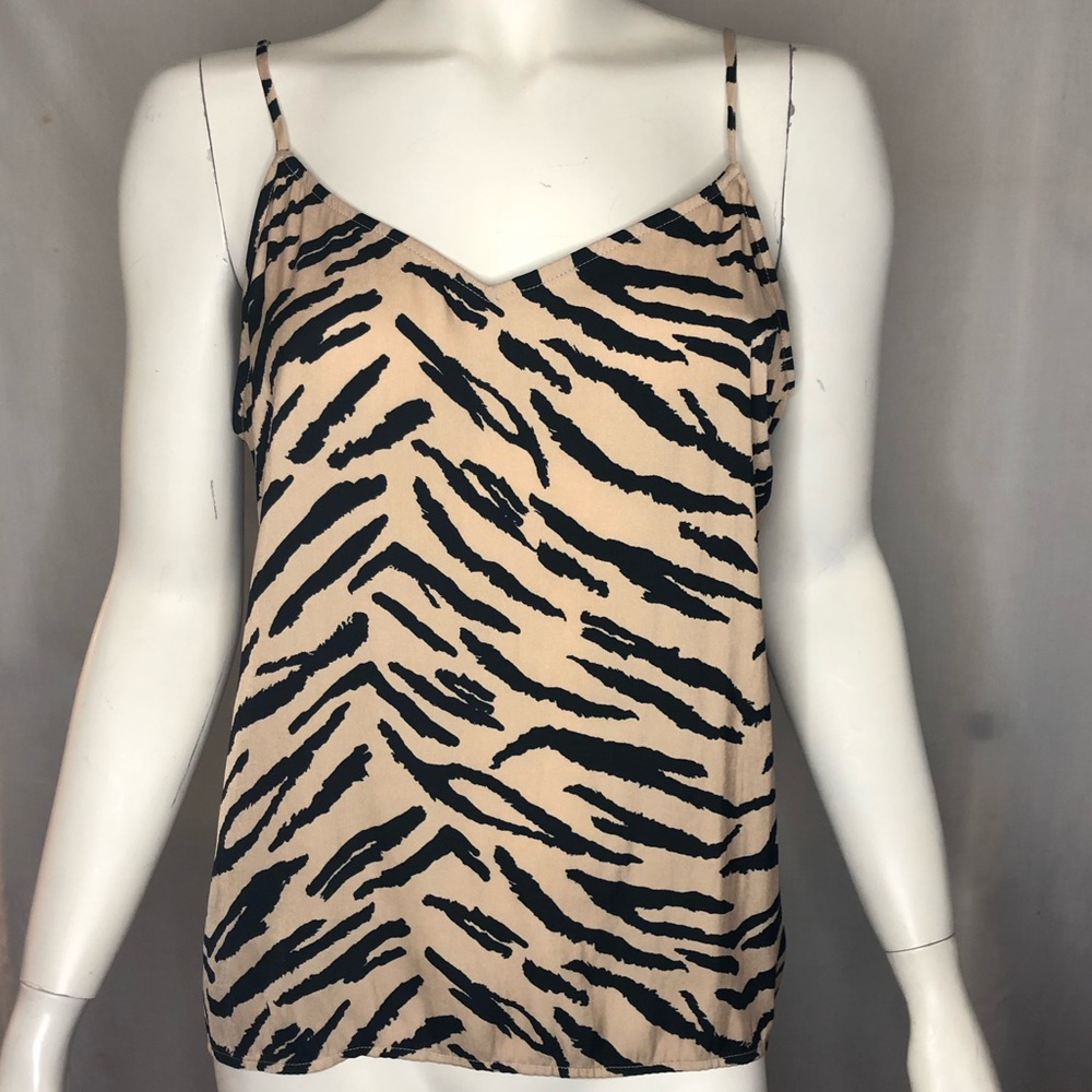 Woman’s zebra print golden  beige and black tank top size large